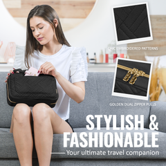 Medium Foldable Hanging Toiletry Bag - Panther Black (Dark Interior)