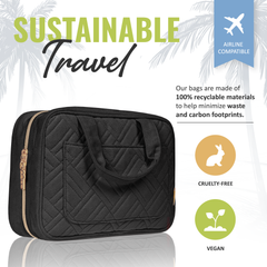 Medium Foldable Hanging Toiletry Bag - Panther Black (Dark Interior)