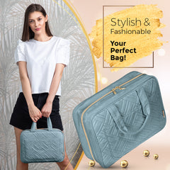 Large Foldable Hanging Toiletry Bag - Baby Blue (Dark Interior)