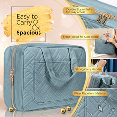 Large Foldable Hanging Toiletry Bag - Baby Blue (Dark Interior)