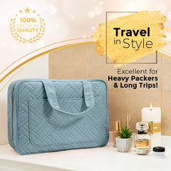 Large Foldable Hanging Toiletry Bag - Baby Blue (Dark Interior)