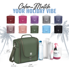 Extra-Large Collapsible Hanging Toiletry Bag - Olive Green (Gray Interior)