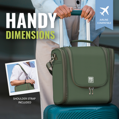 Extra-Large Collapsible Hanging Toiletry Bag - Olive Green (Gray Interior)