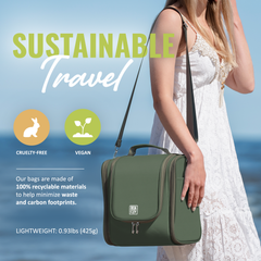 Extra-Large Collapsible Hanging Toiletry Bag - Olive Green (Gray Interior)