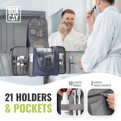 Extra-Large Collapsible Hanging Toiletry Bag - Violet Blue (Gray Interior)