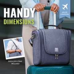 Extra-Large Collapsible Hanging Toiletry Bag - Violet Blue (Gray Interior)