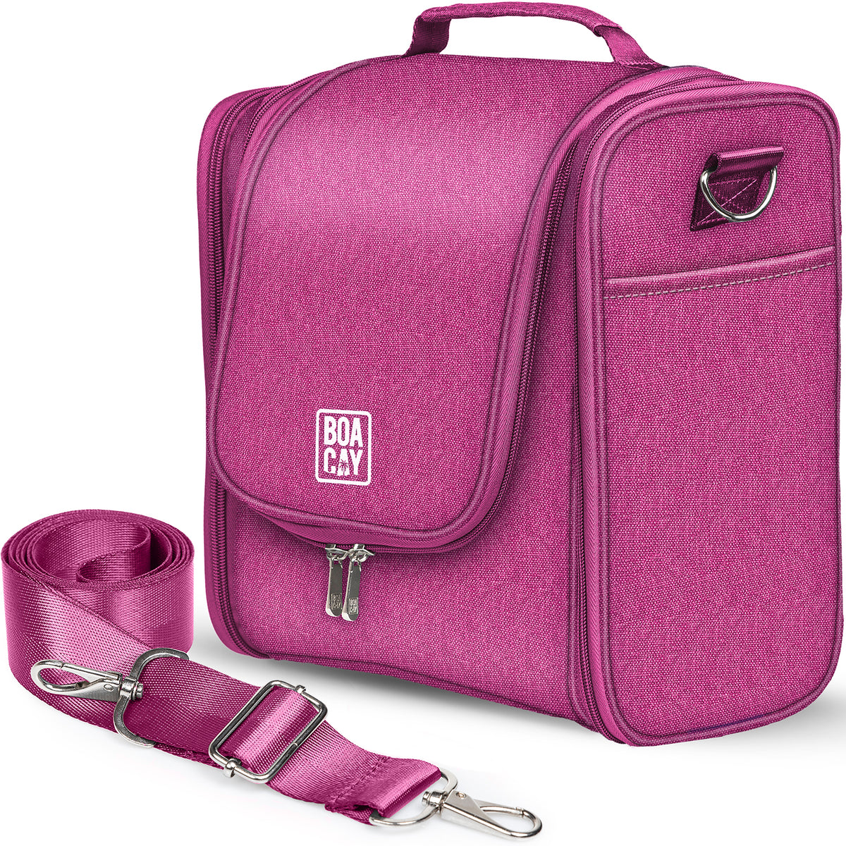 Extra-Large Collapsible Hanging Toiletry Bag - Cerise Pink (Gray Interior)