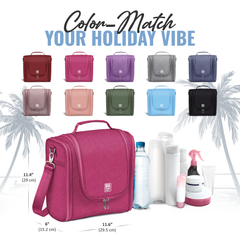 Extra-Large Collapsible Hanging Toiletry Bag - Cerise Pink (Gray Interior)