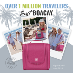 Extra-Large Collapsible Hanging Toiletry Bag - Cerise Pink (Gray Interior)