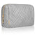 Gray Travel Toiletry Bag with multiple compartments for a perfect organization of your cosmetics. It is waterproof and perfect for travel, camping or business trips. Practical and Portable, this cosmetic bag is ideal for home use, but you can also fit it in your purse when you are on the go.
