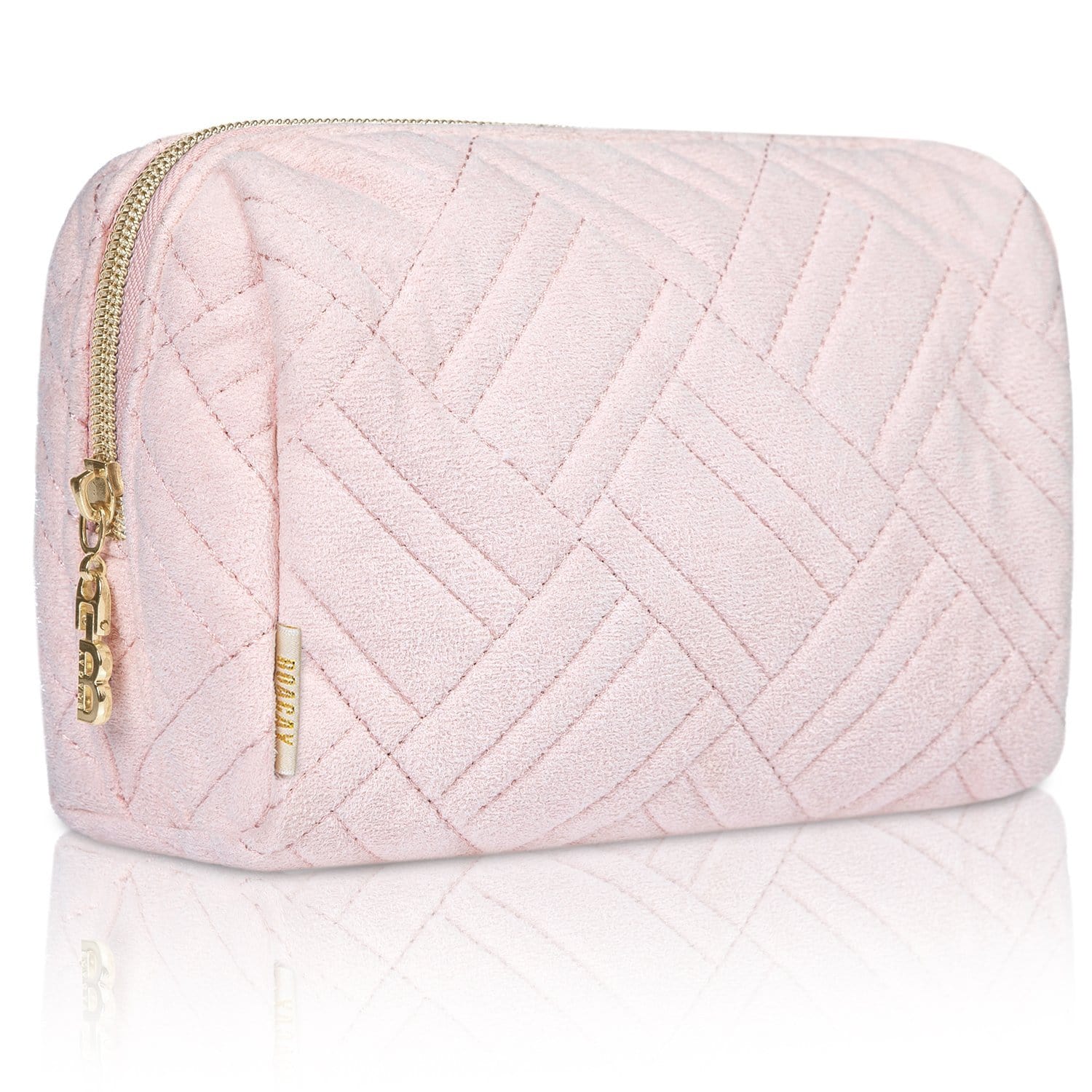 Pink Travel Toiletry Bag with multiple compartments for a perfect organization of your cosmetics. It is waterproof and perfect for travel, camping or business trips. Practical and Portable, this cosmetic bag is ideal for home use, but you can also fit it in your purse when you are on the go.