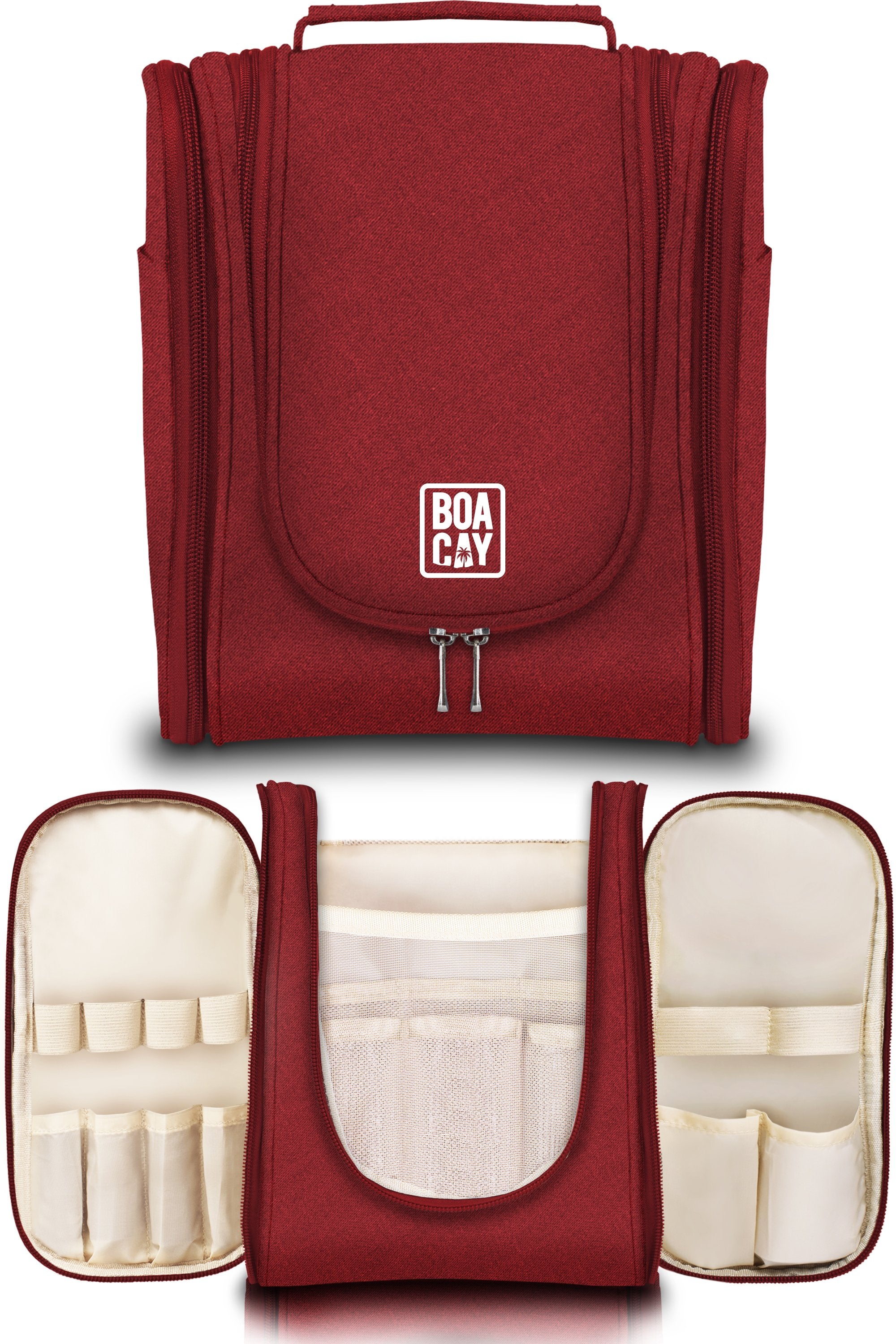 Medium Red Hanging Travel Toiletry Bag for Women and Men Boacay