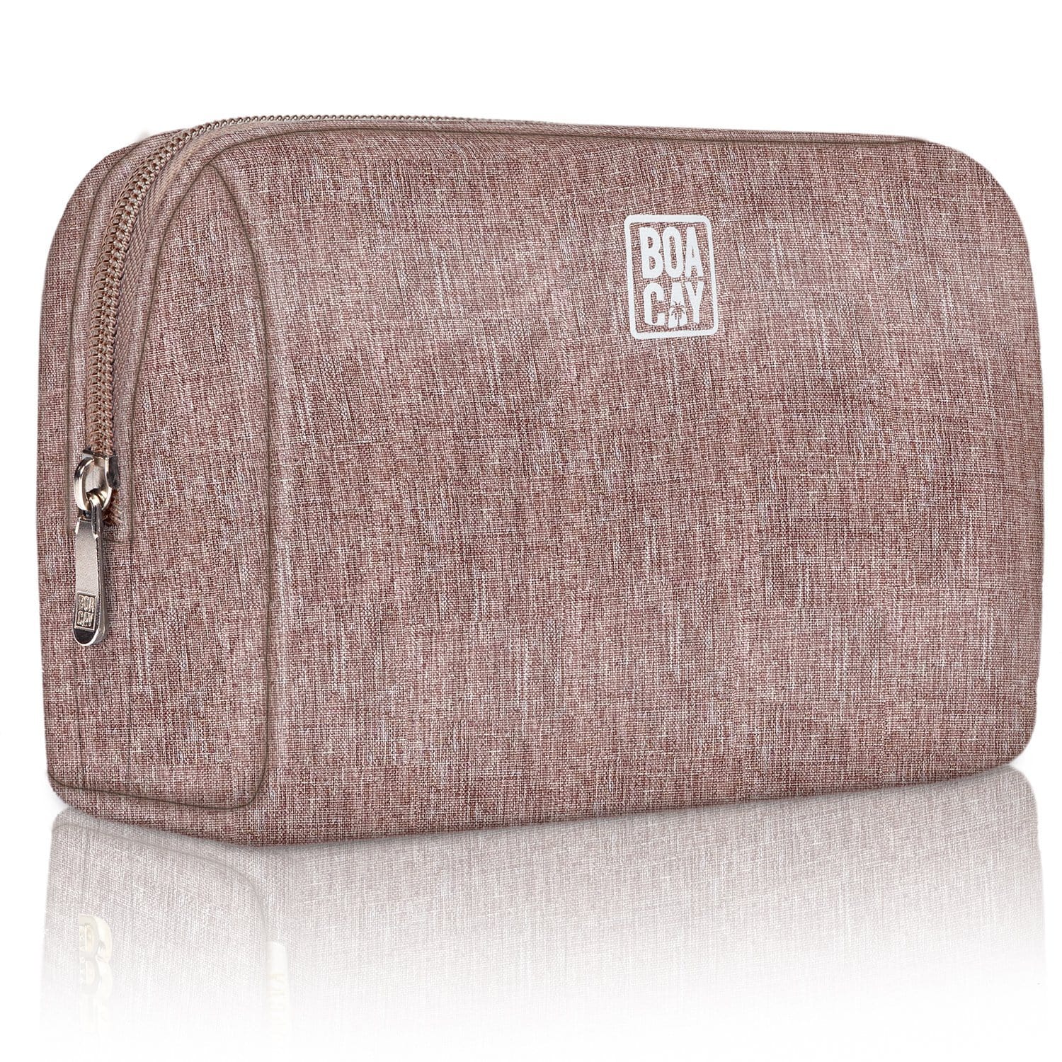 Brown Travel Toiletry Bag with multiple compartments for a perfect organization of your cosmetics. It is waterproof and perfect for travel, camping or business trips. Practical and Portable, this cosmetic bag is ideal for home use, but you can also fit it in your purse when you are on the go.