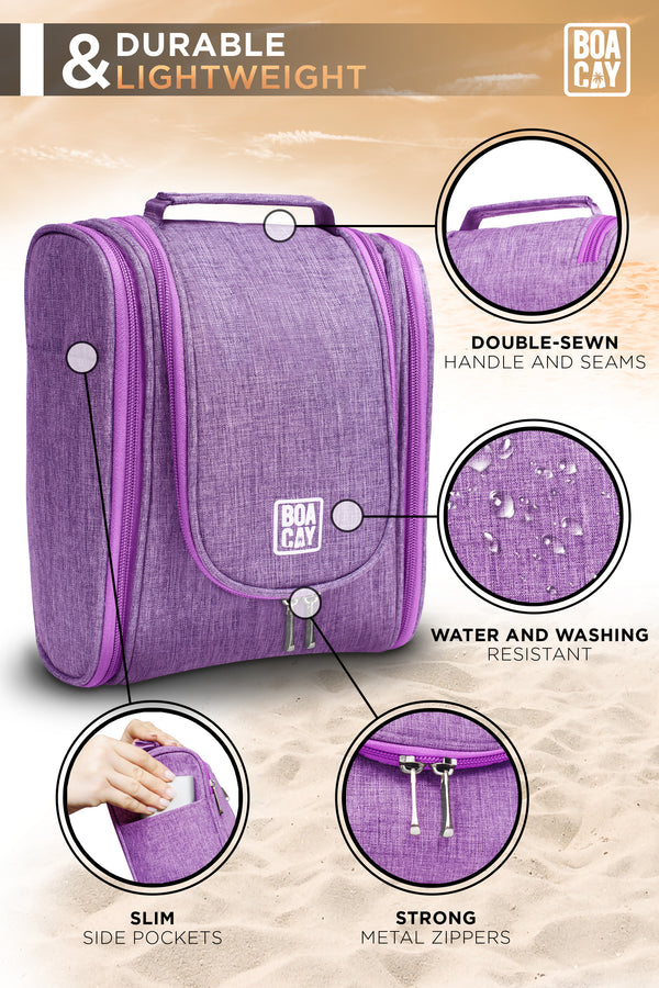 Bunting Geometric Pattern Toiletry Travel Bag in Aubergine Purple 