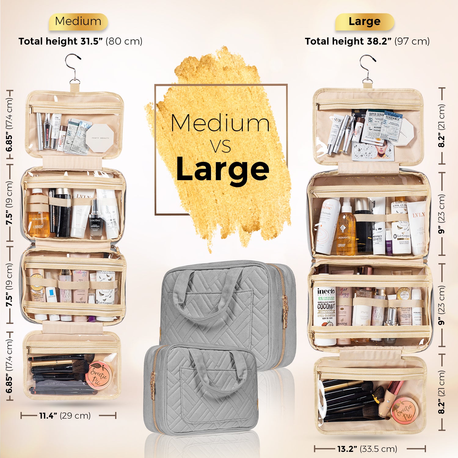 Medium Foldable Hanging Toiletry Bag Pigeon Gray – Boacay