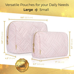Small Embroidered Cosmetic Pouch - Heavenly Pink