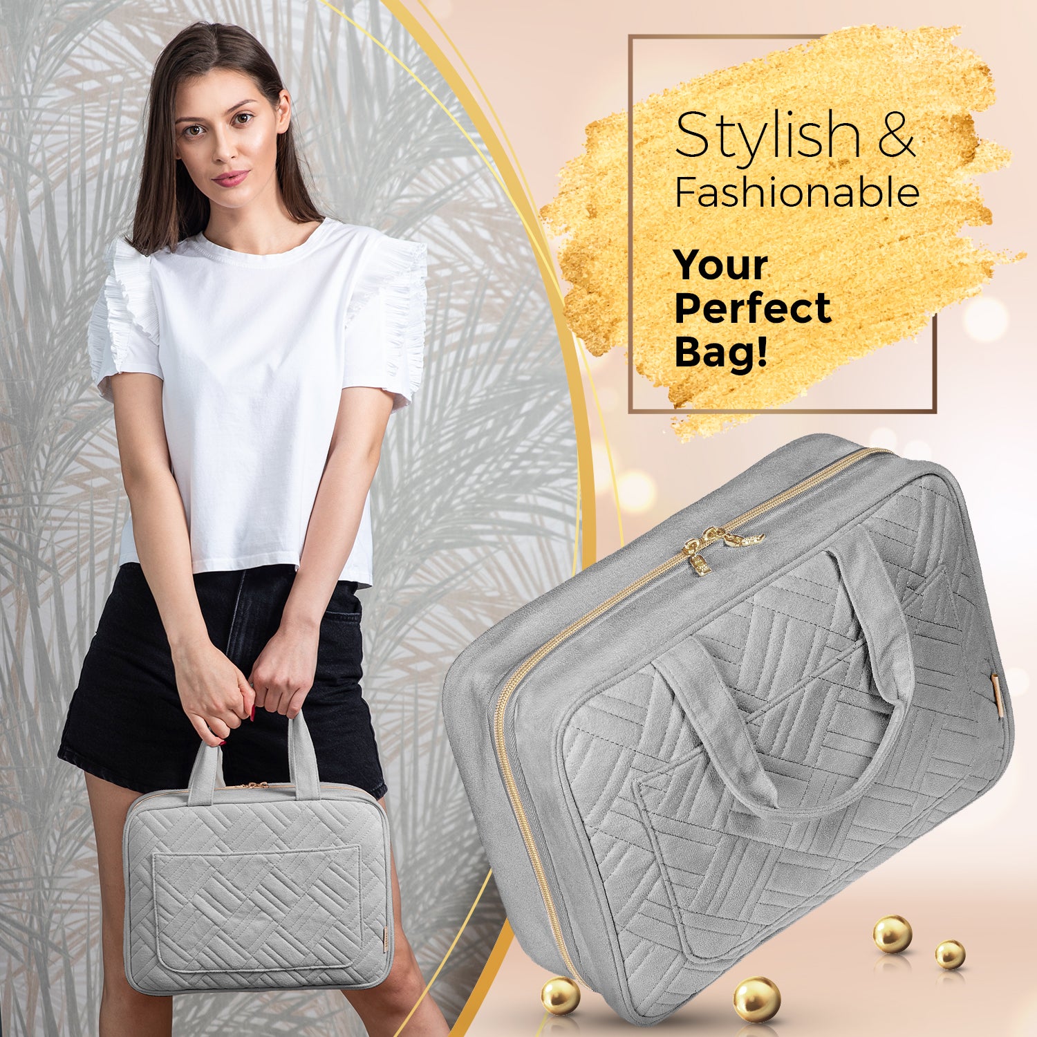 Large Foldable Hanging Toiletry Bag Pigeon Gray Boacay