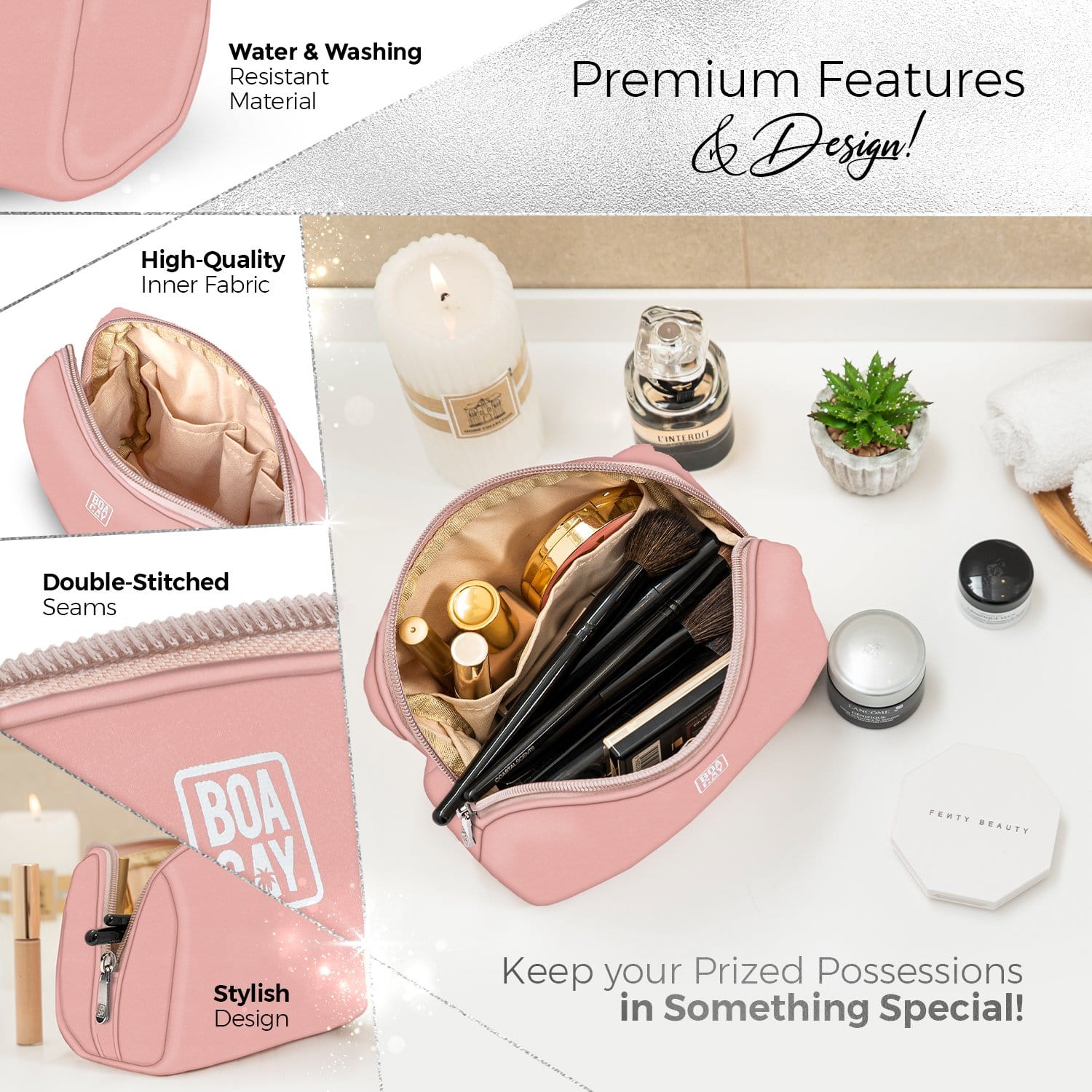 BOACAY Small Makeup Bag, Travel Cosmetic Pouch for Women Girls & Kids BOACAY Small Makeup Bag, Travel Cosmetic Pouch for Women Girls & Kids