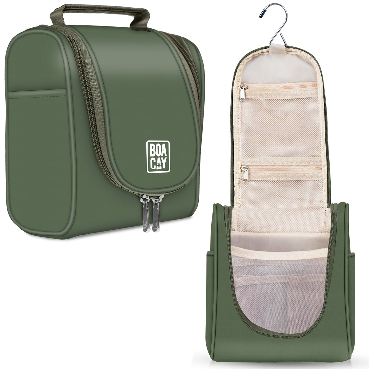 green toiletries travel bag Small Collapsible Hanging Toiletry Bag - Olive Green