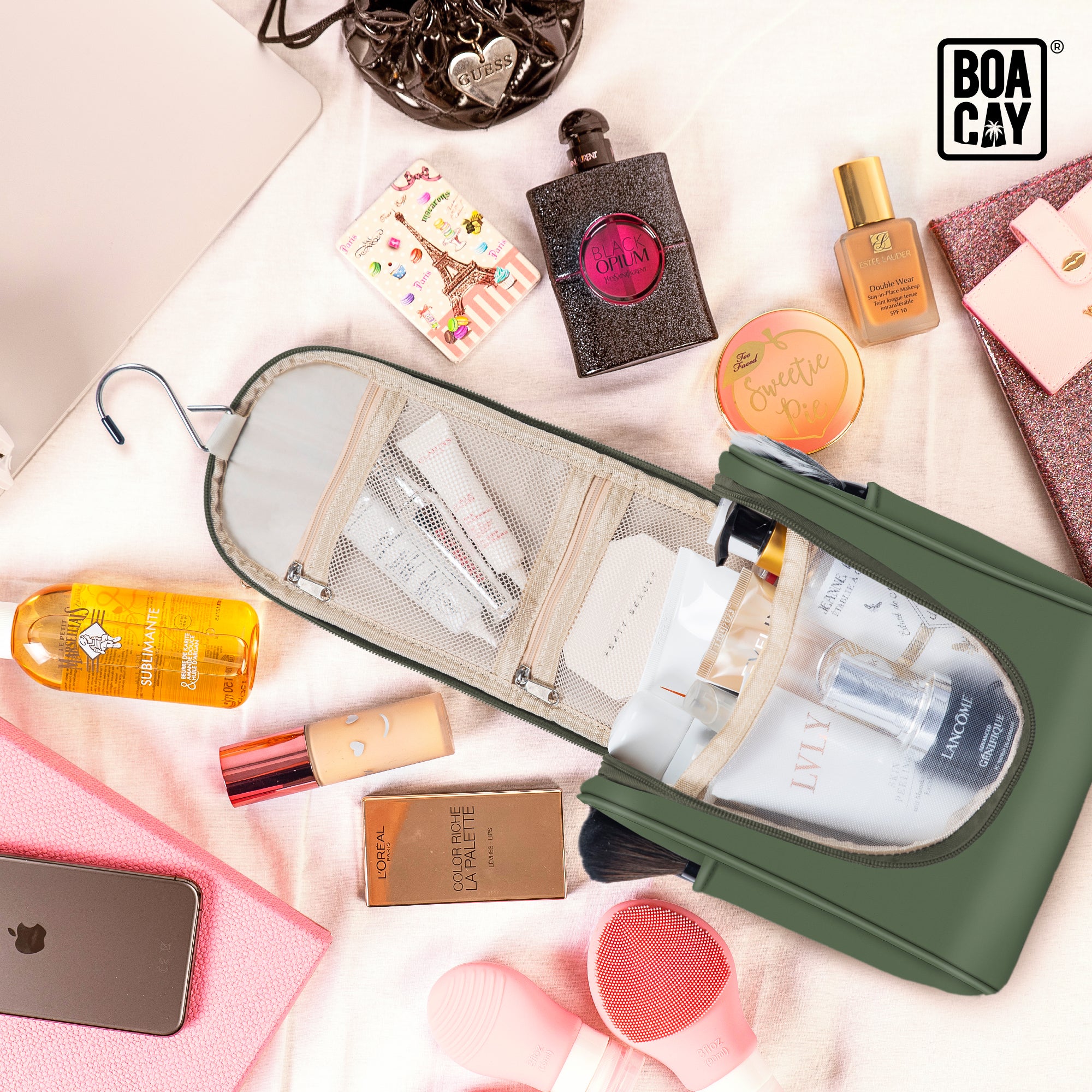 best travel toiletry bags 2019 Small Collapsible Hanging Toiletry Bag - Olive Green