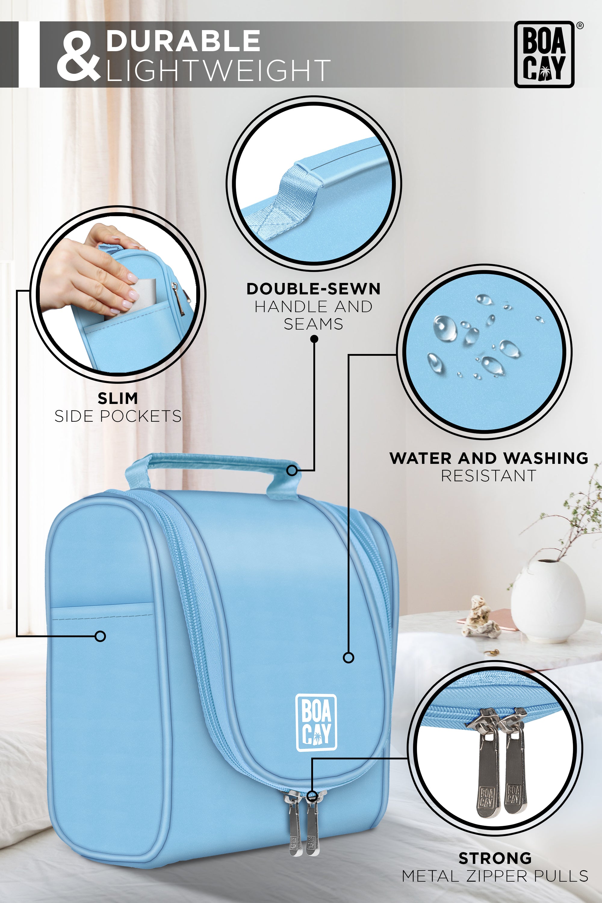 Small Collapsible Hanging Toiletry Bag - Baby Blue Small Collapsible Hanging Toiletry Bag - Baby Blue