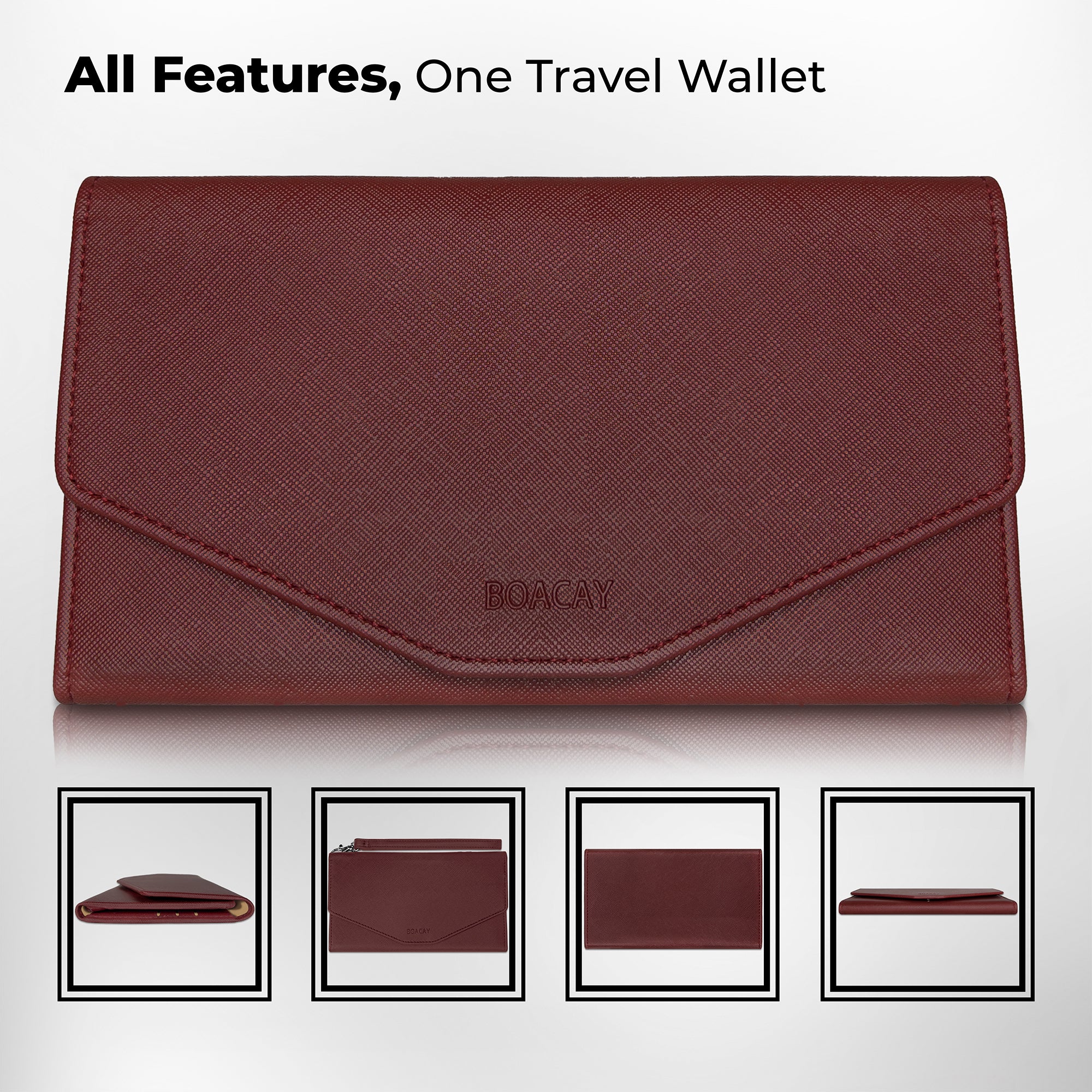 Slim Travel Wallet Burgundy Boacay
