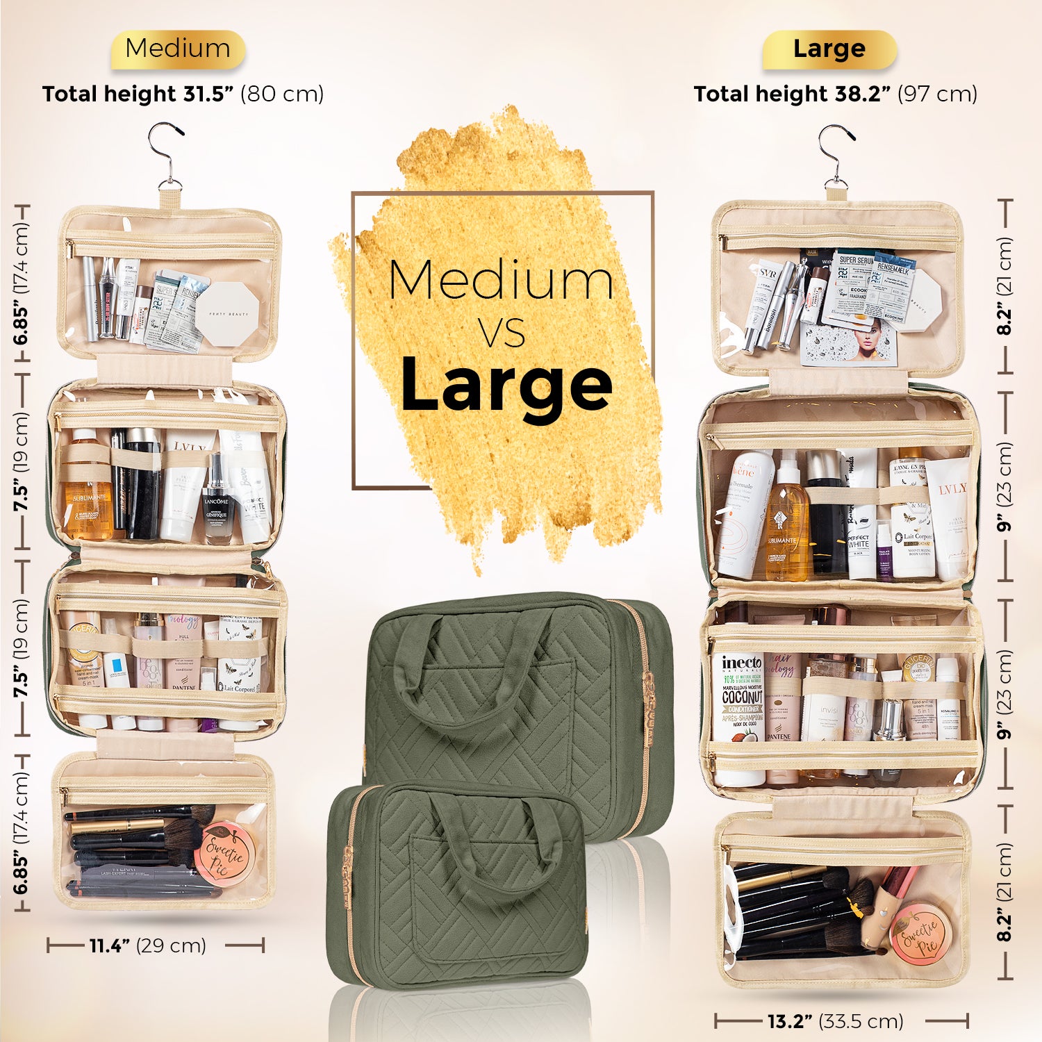 Large Foldable Hanging Toiletry Bag - Olive Green Large Foldable Hanging Toiletry Bag - Olive Green