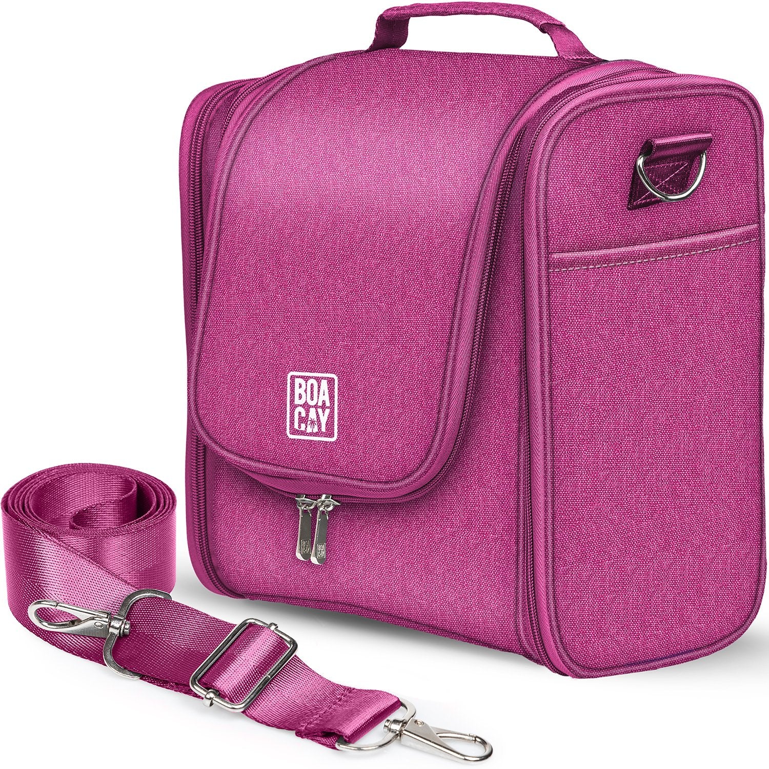 Cerise Pink Extra-Large Travel Toiletry Bag for Women and Men - Boacay